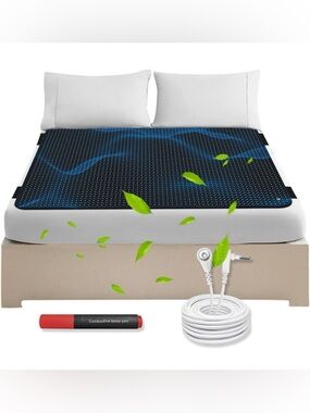 Grounding Mat for Bed,54 * 78 in Anti-SLP Pad PU Leather,Grounding Mat King